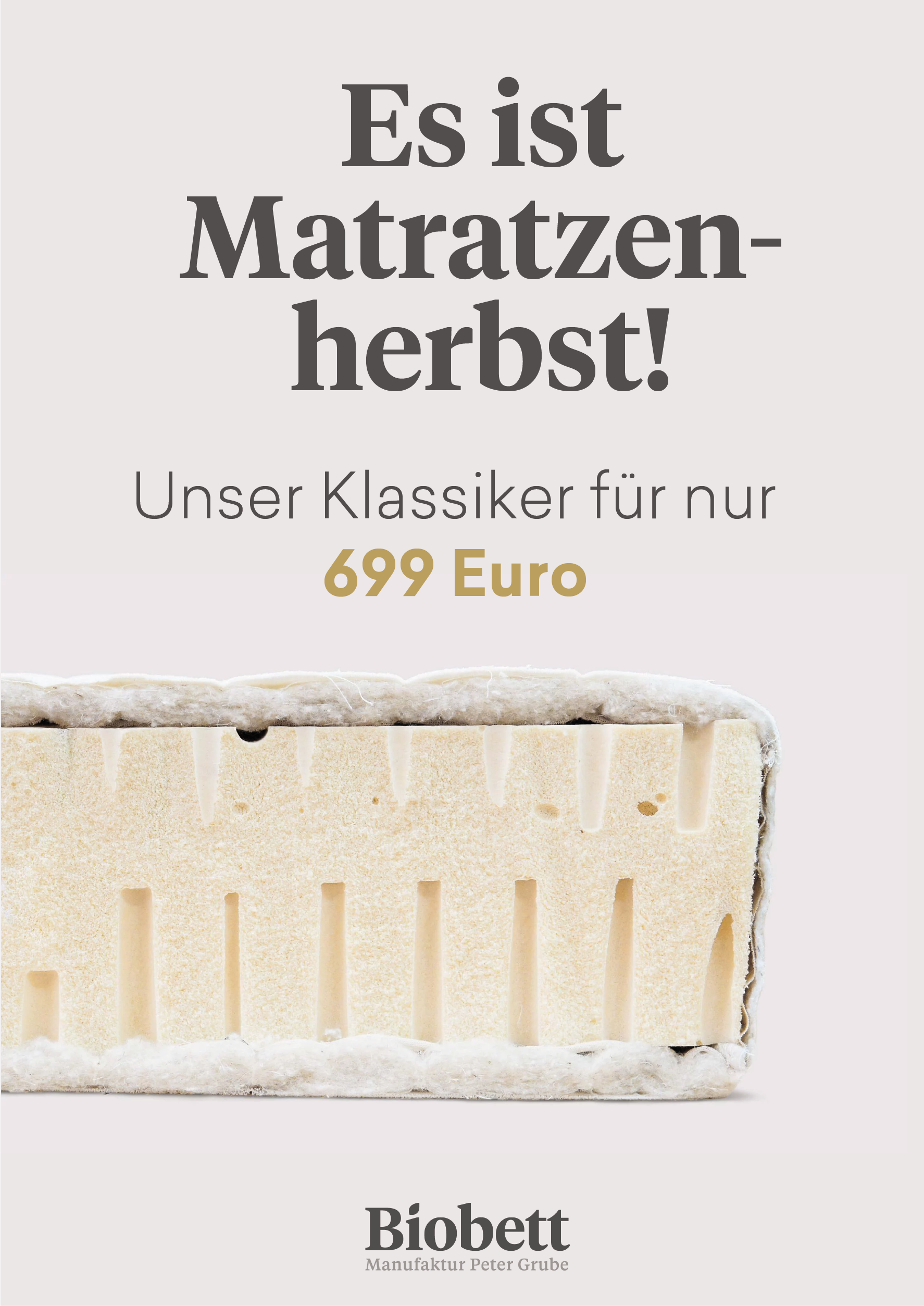 Matratzenherbst bei Biobett - Klassik Naturmatratze für nur 699€